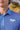 Fowler Golf Polo, blue and coral geometric print golf shirt, on-model front detail