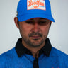 Gators Blue Hat, blue golf hat with orange underbrim, on-model front view