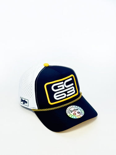 BooYaa Golf Hat - GC63 - THE OPEN (Limited Edition), navy, white and yellow cap, front three-quarter product view
