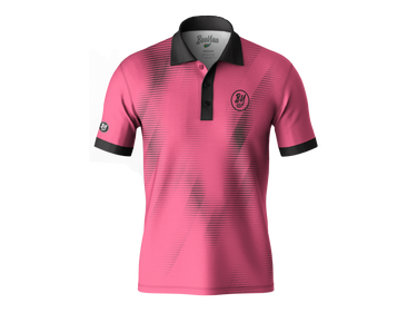 BooYaa Golfer - Pink Lemonade, pink and black golf shirt, straight front product view