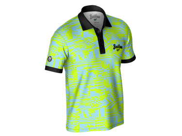 BooYaa Golfer - SWAMP, lime and white golf shirt, angled front product view